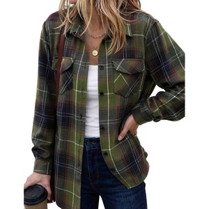 Zeagoo Womens Plaid Flannel Shirt Long Sleeve Top Casual Button Down Blouse | Flannel Plaid Shirt,Cotton Fabric,Loose Fit Blouse,Business Casual Outfits,2026 Fashion Fall Western Shacket Jacket(Green Black)