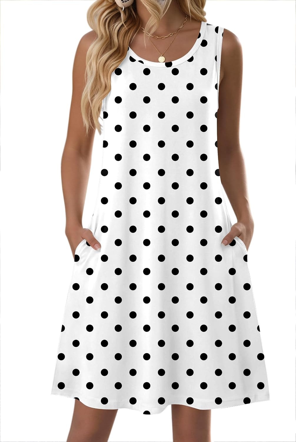 image:imageZeagoo Womens Summer Dress 2026 Sleeveless Casual ALine Tshirt Sundresses Dress With PocketFloral PrintCrewneckAline Flowy Swing Mini DressLoose Tank Tshirt DressFor Beach VocationJh592