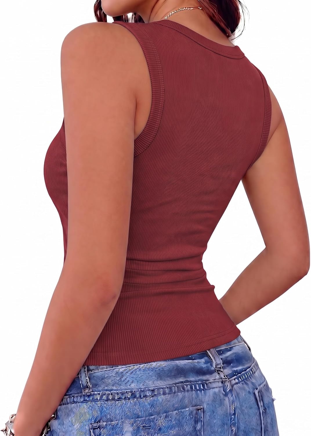 image:imageZeagoo Womens Tank Tops V Neck Ribbed Knit Slim Fit Basic Sleeveless Tops Trendy Casual Summer Clothes Cute Going Out TopBasic TeeBusiness Casual OutfitsSummer Fashion 2026Wine Red