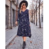 Zeagoo Dresses for Womens Long Sleeve Midi Dress Fall Casual A Line Dress | Fall Outfits 2026,V Neck Flare Dress with Pockets,Winter Long Dresses For Women,Floral Printed,Business Casual,Flowy Swing(Blue Loral-2)