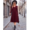 Zeagoo Dresses for Womens Long Sleeve Midi Dress Fall Casual A Line Dress | Fall Outfits 2026,V Neck Flare Dress with Pockets,Winter Long Dresses For Women,Floral Printed,Business Casual,Flowy Swing(Red)