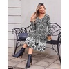 Zeagoo Dresses for Womens Long Sleeve Midi Dress Fall Casual A Line Dress | Fall Outfits 2026,V Neck Flare Dress with Pockets,Winter Long Dresses For Women,Floral Printed,Business Casual,Flowy Swing(Black White Floral)