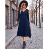 Zeagoo Dresses for Womens Long Sleeve Midi Dress Fall Casual A Line Dress | Fall Outfits 2026,V Neck Flare Dress with Pockets,Winter Long Dresses For Women,Floral Printed,Business Casual,Flowy Swing(Blue)