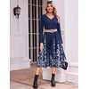 Zeagoo Dresses for Womens Long Sleeve Midi Dress Fall Casual A Line Dress | Fall Outfits 2026,V Neck Flare Dress with Pockets,Winter Long Dresses For Women,Floral Printed,Business Casual,Flowy Swing(Blue Floral)