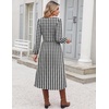 Zeagoo Long Sleeve Midi Dress with Pockets Fall V Neck A-Line Casual Women | a-line Empire waist midi maxi dress with pockets, casual flowy loose fit, elegant modest boho clothes for daily work holiday.(Houndstooth)