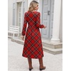 Zeagoo Long Sleeve Midi Dress with Pockets Fall V Neck A-Line Casual Women | a-line Empire waist midi maxi dress with pockets, casual flowy loose fit, elegant modest boho clothes for daily work holiday.(Red Plaid)