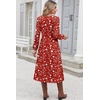 Zeagoo Long Sleeve Midi Dress with Pockets Fall V Neck A-Line Casual Women | a-line Empire waist midi maxi dress with pockets, casual flowy loose fit, elegant modest boho clothes for daily work holiday.(Red Floral)