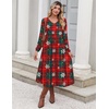 Zeagoo Long Sleeve Midi Dress with Pockets Fall V Neck A-Line Casual Women | a-line Empire waist midi maxi dress with pockets, casual flowy loose fit, elegant modest boho clothes for daily work holiday.(Christmas Print)