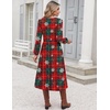 Zeagoo Long Sleeve Midi Dress with Pockets Fall V Neck A-Line Casual Women | a-line Empire waist midi maxi dress with pockets, casual flowy loose fit, elegant modest boho clothes for daily work holiday.(Christmas Print)