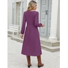 Zeagoo Long Sleeve Midi Dress with Pockets Fall V Neck A-Line Casual Women | a-line Empire waist midi maxi dress with pockets, casual flowy loose fit, elegant modest boho clothes for daily work holiday.(Purple)