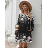 Zeagoo Long Sleeve Tunic Dress Button Crew Neck Casual Fall A-Line Dress | Flowy fall winter tunic dress with pockets, casual flowy loose fit shift mini dresses for women daily wear solid color&print(Black Floral)