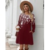Zeagoo Long Sleeve Tunic Dress Button Crew Neck Casual Fall A-Line Dress | Flowy fall winter tunic dress with pockets, casual flowy loose fit shift mini dresses for women daily wear solid color&print(Red Floral)