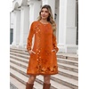 Zeagoo Long Sleeve Tunic Dress Button Crew Neck Casual Fall A-Line Dress | Flowy fall winter tunic dress with pockets, casual flowy loose fit shift mini dresses for women daily wear solid color&print(Orange Floral)