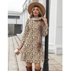 Zeagoo Long Sleeve Tunic Dress Button Crew Neck Casual Fall A-Line Dress | Flowy fall winter tunic dress with pockets, casual flowy loose fit shift mini dresses for women daily wear solid color&print(Apricot Floral)
