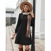 Zeagoo Long Sleeve Tunic Dress Button Crew Neck Casual Fall A-Line Dress | Flowy fall winter tunic dress with pockets, casual flowy loose fit shift mini dresses for women daily wear solid color&print(A01-black)