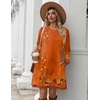 Zeagoo Long Sleeve Tunic Dress Button Crew Neck Casual Fall A-Line Dress | Flowy fall winter tunic dress with pockets, casual flowy loose fit shift mini dresses for women daily wear solid color&print(Orange Floral)