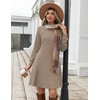 Zeagoo Long Sleeve Tunic Dress Button Crew Neck Casual Fall A-Line Dress | Flowy fall winter tunic dress with pockets, casual flowy loose fit shift mini dresses for women daily wear solid color&print(Khaki)