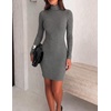 Zeagoo Women Long Sleeve Dress Sweater Dress Turtleneck Ribbed Fall Dresses | Long Sleeve Turtleneck Tight Dress, Ribbed Slim Fit&Fleece lined, Above Knee, Fall Winter Outfits for Going Out&Party(Heather Gray)