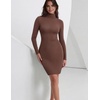 Zeagoo Women Long Sleeve Dress Sweater Dress Turtleneck Ribbed Fall Dresses | Long Sleeve Turtleneck Tight Dress, Ribbed Slim Fit&Fleece lined, Above Knee, Fall Winter Outfits for Going Out&Party(Brown)