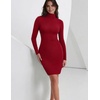 Zeagoo Women Long Sleeve Dress Sweater Dress Turtleneck Ribbed Fall Dresses | Long Sleeve Turtleneck Tight Dress, Ribbed Slim Fit&Fleece lined, Above Knee, Fall Winter Outfits for Going Out&Party(Red)