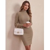 Zeagoo Women Long Sleeve Dress Sweater Dress Turtleneck Ribbed Fall Dresses | Long Sleeve Turtleneck Tight Dress, Ribbed Slim Fit&Fleece lined, Above Knee, Fall Winter Outfits for Going Out&Party(Khaki)