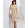 Zeagoo Women Long Sleeve Dress Sweater Dress Turtleneck Ribbed Fall Dresses | Long Sleeve Turtleneck Tight Dress, Ribbed Slim Fit&Fleece lined, Above Knee, Fall Winter Outfits for Going Out&Party(Beige)