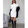 Zeagoo Women Long Sleeve Dress Sweater Dress Turtleneck Ribbed Fall Dresses | Long Sleeve Turtleneck Tight Dress, Ribbed Slim Fit&Fleece lined, Above Knee, Fall Winter Outfits for Going Out&Party(02-white)