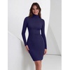Zeagoo Women Long Sleeve Dress Sweater Dress Turtleneck Ribbed Fall Dresses | Long Sleeve Turtleneck Tight Dress, Ribbed Slim Fit&Fleece lined, Above Knee, Fall Winter Outfits for Going Out&Party(Navy Blue)
