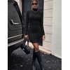Zeagoo Women Long Sleeve Dress Sweater Dress Turtleneck Ribbed Fall Dresses | Long Sleeve Turtleneck Tight Dress, Ribbed Slim Fit&Fleece lined, Above Knee, Fall Winter Outfits for Going Out&Party(01-black)