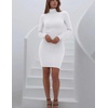Zeagoo Women Long Sleeve Dress Sweater Dress Turtleneck Ribbed Fall Dresses | Long Sleeve Turtleneck Tight Dress, Ribbed Slim Fit&Fleece lined, Above Knee, Fall Winter Outfits for Going Out&Party(02-white)