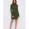 Zeagoo Women Long Sleeve Dress Sweater Dress Turtleneck Ribbed Fall Dresses | Long Sleeve Turtleneck Tight Dress, Ribbed Slim Fit&Fleece lined, Above Knee, Fall Winter Outfits for Going Out&Party(Army Green)