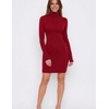 Zeagoo Women Long Sleeve Dress Sweater Dress Turtleneck Ribbed Fall Dresses | Long Sleeve Turtleneck Tight Dress, Ribbed Slim Fit&Fleece lined, Above Knee, Fall Winter Outfits for Going Out&Party(Red)