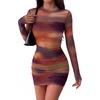 Zeagoo Women’s Mesh Sheer Long Sleeve Dress Ruched Bodycon Mock Neck Cocktail Party Sexy Mini Dresses 2026(Cx292)