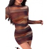Zeagoo Women’s Mesh Sheer Long Sleeve Dress Ruched Bodycon Mock Neck Cocktail Party Sexy Mini Dresses 2026(Cx292)