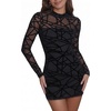 Zeagoo Women’s Mesh Sheer Long Sleeve Dress Ruched Bodycon Mock Neck Cocktail Party Sexy Mini Dresses 2026(Jh88)