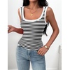 Zeagoo Womens Square Neck Ribbed Tank Tops 2026 Summer Sleeveless Shirts | Basic Tops for Women, Business Casual Outfits, Women’s Fashion, Trendy Clothes, Going Out Blouses, Fitted Undershirt(A – Stripe Black White)