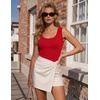 Zeagoo Womens Square Neck Ribbed Tank Tops 2026 Summer Sleeveless Shirts | Basic Tops for Women, Business Casual Outfits, Women’s Fashion, Trendy Clothes, Going Out Blouses, Fitted Undershirt(Red)