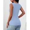 Zeagoo Womens Square Neck Ribbed Tank Tops 2026 Summer Sleeveless Shirts | Basic Tops for Women, Business Casual Outfits, Women’s Fashion, Trendy Clothes, Going Out Blouses, Fitted Undershirt(Light Blue)