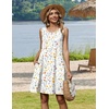 Zeagoo Womens Summer Dress 2026 Sleeveless Casual A-Line Tshirt Sundresses | Dress With Pocket,Floral Print,Crewneck,Aline Flowy Swing Mini Dress,Loose Tank Tshirt Dress,For Beach Vocation(White Floral)