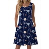 Zeagoo Womens Summer Dress 2026 Sleeveless Casual A-Line Tshirt Sundresses | Dress With Pocket,Floral Print,Crewneck,Aline Flowy Swing Mini Dress,Loose Tank Tshirt Dress,For Beach Vocation(Navy Print(bf318))