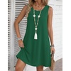 Zeagoo Womens Summer Dress 2026 Sleeveless Casual A-Line Tshirt Sundresses | Dress With Pocket,Floral Print,Crewneck,Aline Flowy Swing Mini Dress,Loose Tank Tshirt Dress,For Beach Vocation(Solid Green)