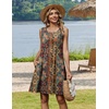 Zeagoo Womens Summer Dress 2026 Sleeveless Casual A-Line Tshirt Sundresses | Dress With Pocket,Floral Print,Crewneck,Aline Flowy Swing Mini Dress,Loose Tank Tshirt Dress,For Beach Vocation(Ethnic Print)