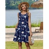 Zeagoo Womens Summer Dress 2026 Sleeveless Casual A-Line Tshirt Sundresses | Dress With Pocket,Floral Print,Crewneck,Aline Flowy Swing Mini Dress,Loose Tank Tshirt Dress,For Beach Vocation(Navy Print(bf318))