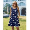 Zeagoo Womens Summer Dress 2026 Sleeveless Casual A-Line Tshirt Sundresses | Dress With Pocket,Floral Print,Crewneck,Aline Flowy Swing Mini Dress,Loose Tank Tshirt Dress,For Beach Vocation(Navy Print(bf318))