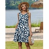Zeagoo Womens Summer Dress 2026 Sleeveless Casual A-Line Tshirt Sundresses | Dress With Pocket,Floral Print,Crewneck,Aline Flowy Swing Mini Dress,Loose Tank Tshirt Dress,For Beach Vocation(Blue Leaf Print)