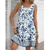 Zeagoo Womens Summer Dress 2026 Sleeveless Casual A-Line Tshirt Sundresses | Dress With Pocket,Floral Print,Crewneck,Aline Flowy Swing Mini Dress,Loose Tank Tshirt Dress,For Beach Vocation(Mz950)