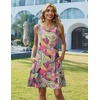 Zeagoo Womens Summer Dress 2026 Sleeveless Casual A-Line Tshirt Sundresses | Dress With Pocket,Floral Print,Crewneck,Aline Flowy Swing Mini Dress,Loose Tank Tshirt Dress,For Beach Vocation(Purple-red)