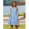 Zeagoo Womens Summer Dress 2026 Sleeveless Casual A-Line Tshirt Sundresses | Dress With Pocket,Floral Print,Crewneck,Aline Flowy Swing Mini Dress,Loose Tank Tshirt Dress,For Beach Vocation(02-blue Floral)