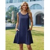 Zeagoo Womens Summer Dress 2026 Sleeveless Casual A-Line Tshirt Sundresses | Dress With Pocket,Floral Print,Crewneck,Aline Flowy Swing Mini Dress,Loose Tank Tshirt Dress,For Beach Vocation(Navy Round Dot)