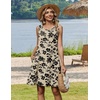 Zeagoo Womens Summer Dress 2026 Sleeveless Casual A-Line Tshirt Sundresses | Dress With Pocket,Floral Print,Crewneck,Aline Flowy Swing Mini Dress,Loose Tank Tshirt Dress,For Beach Vocation(Beige Black Print)